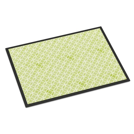 Carolines Treasures Gemoetric Circles on Green Watercolor Indoor or Outdoor Mat, 18 x 27 in. BB7493MAT